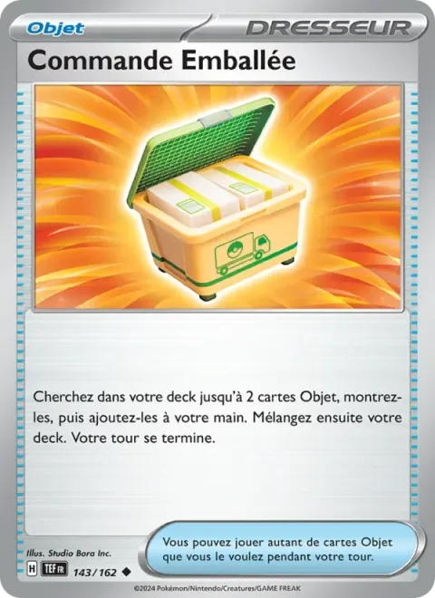 Carte Pokémon Commande Emballée 143/162, extension Forces Temporelles