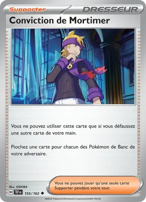 Carte Pokémon Conviction de Mortimer 155/162, extension Forces Temporelles