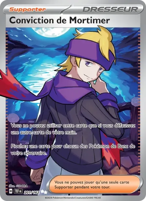 Carte Pokémon Conviction de Mortimer 201/162, extension Forces Temporelles