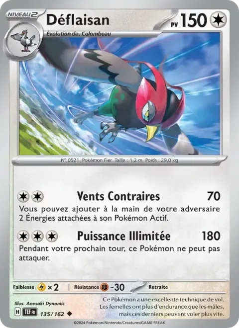 Carte Pokémon Déflaisan 135/162, extension Forces Temporelles