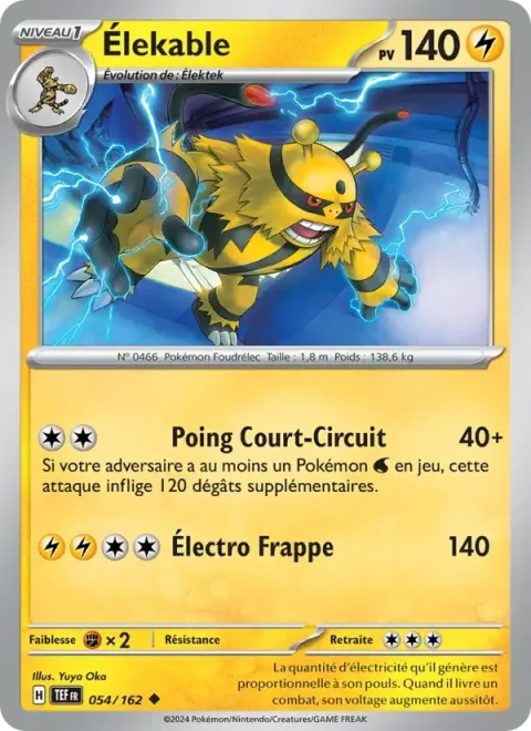 Carte Pokémon Élekable 054/162, extension Forces Temporelles