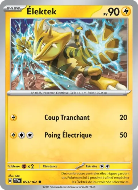 Carte Pokémon Élektek 053/162, extension Forces Temporelles