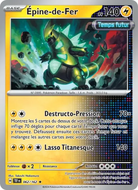 Carte Pokémon Épine-de-Fer 062/162, extension Forces Temporelles