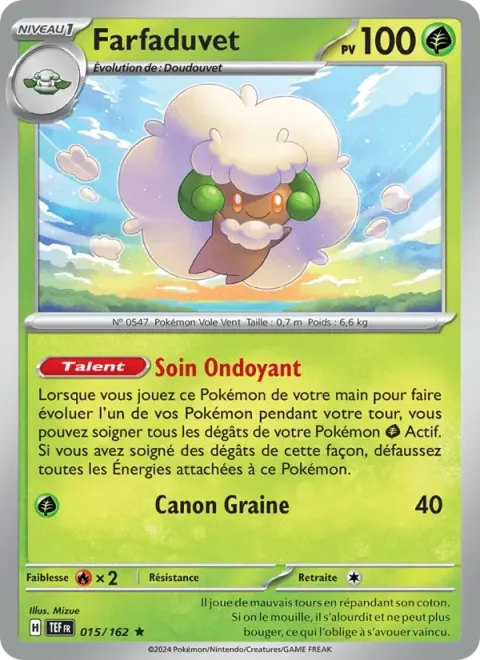 Carte Pokémon Farfaduvet 015/162, extension Forces Temporelles