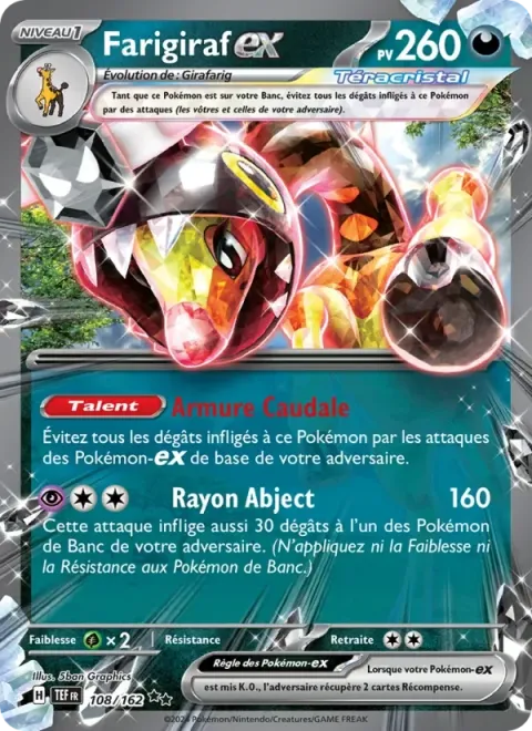 Carte Pokémon Farigiraf-ex 108/162, extension Forces Temporelles