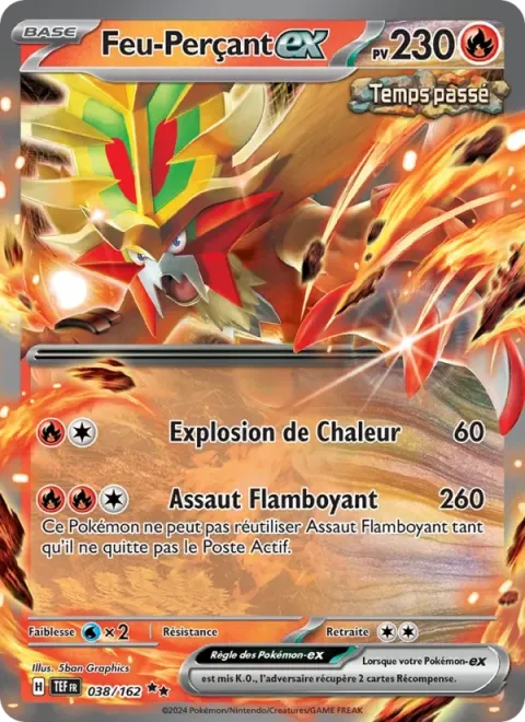 Carte Pokémon Feu-Perçant-ex 038/162, extension Forces Temporelles