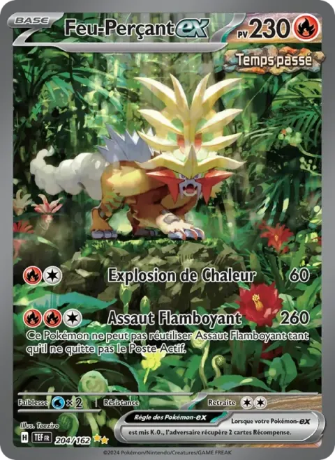 Carte Pokémon Feu-Perçant-ex 204/162, extension Forces Temporelles