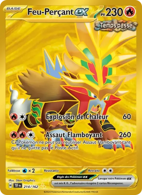 Carte Pokémon Feu-Perçant-ex 214/162, extension Forces Temporelles