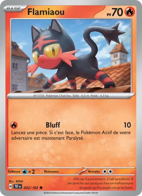 Carte Pokémon Flamiaou 032/162, extension Forces Temporelles