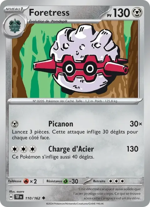 Carte Pokémon Foretress 110/162, extension Forces Temporelles