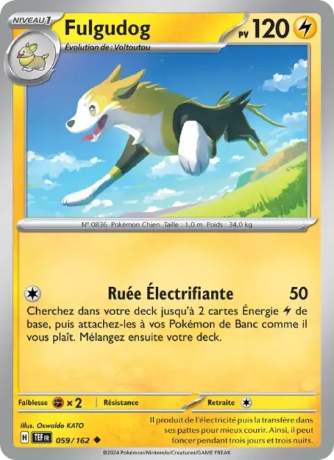 Carte Pokémon Fulgudog 059/162, extension Forces Temporelles