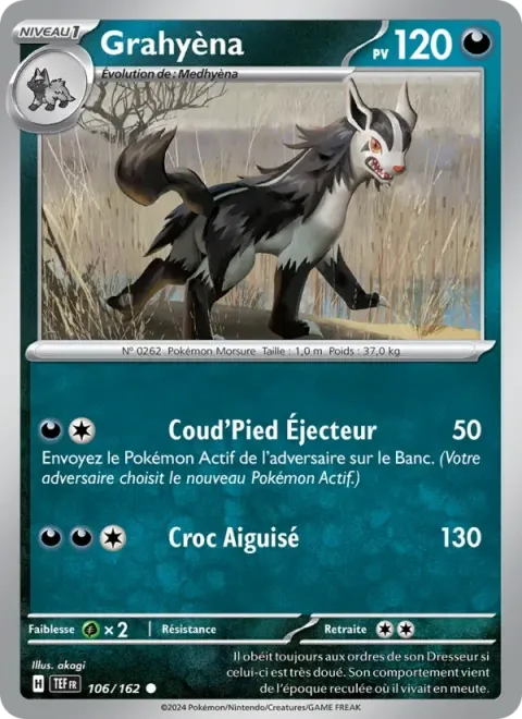 Carte Pokémon Grahyèna 106/162, extension Forces Temporelles