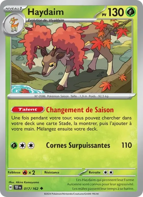 Carte Pokémon Haydaim 017/162, extension Forces Temporelles