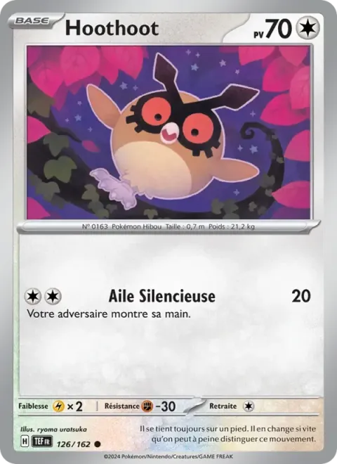 Carte Pokémon Hoothoot 126/162, extension Forces Temporelles