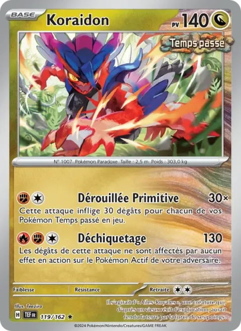 Carte Pokémon Koraidon 119/162, extension Forces Temporelles