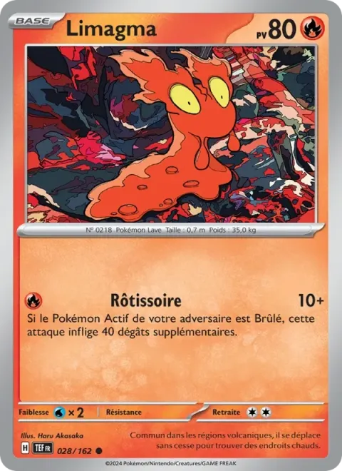 Carte Pokémon Limagma 028/162, extension Forces Temporelles