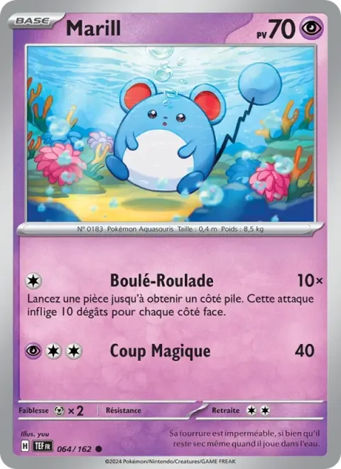 Carte Pokémon Marill 064/162, extension Forces Temporelles