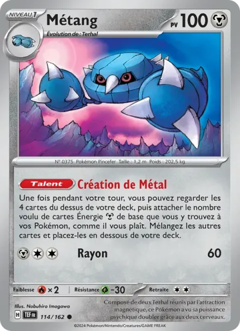 Carte Pokémon Métang 114/162, extension Forces Temporelles