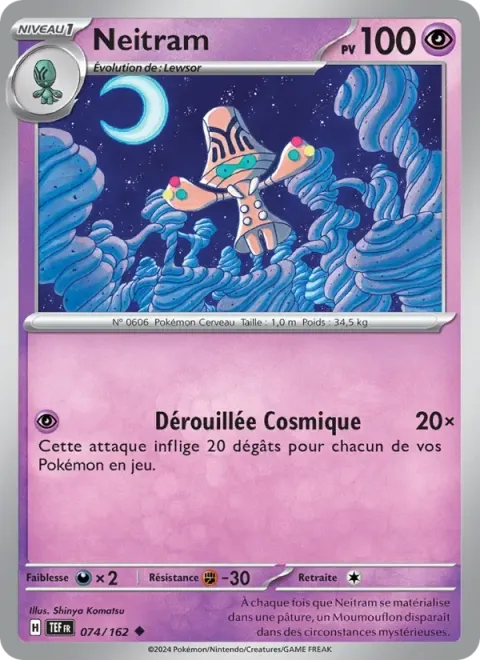 Carte Pokémon Neitram 074/162, extension Forces Temporelles