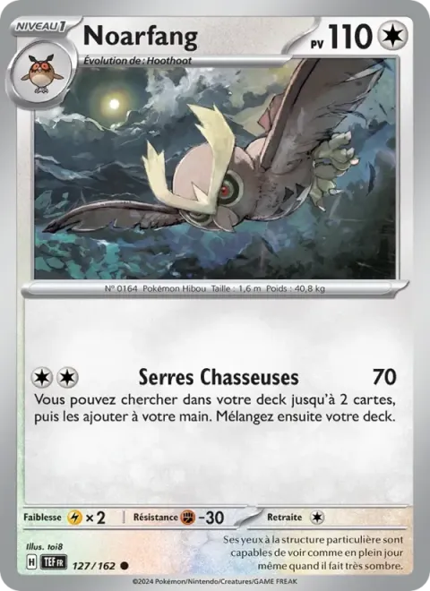 Carte Pokémon Noarfang 127/162, extension Forces Temporelles