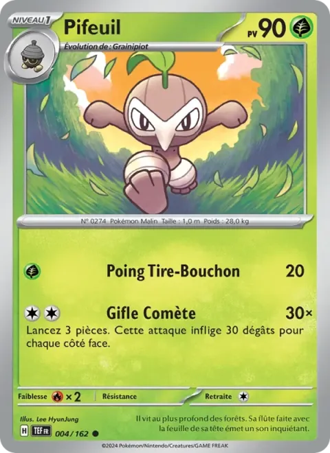 Carte Pokémon Pifeuil 004/162, extension Forces Temporelles