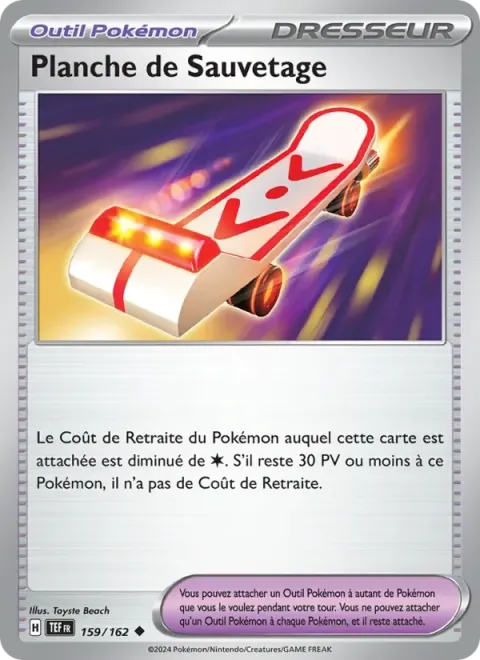 Carte Pokémon Planche de Sauvetage 159/162, extension Forces Temporelles