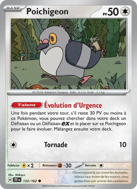 Carte Pokémon Poichigeon 133/162, extension Forces Temporelles