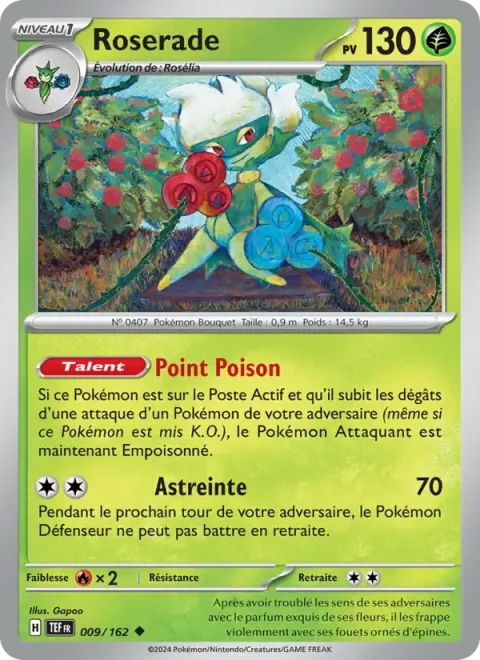 Carte Pokémon Roserade 009/162, extension Forces Temporelles
