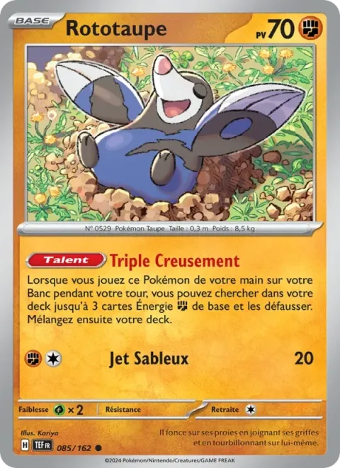 Carte Pokémon Rototaupe 085/162, extension Forces Temporelles