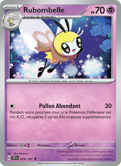 Carte Pokémon Rubombelle 076/162, extension Forces Temporelles