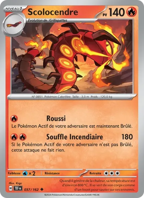 Carte Pokémon Scolocendre 037/162, extension Forces Temporelles