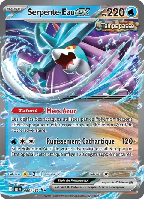 Carte Pokémon Serpente-Eau-ex 050/162, extension Forces Temporelles