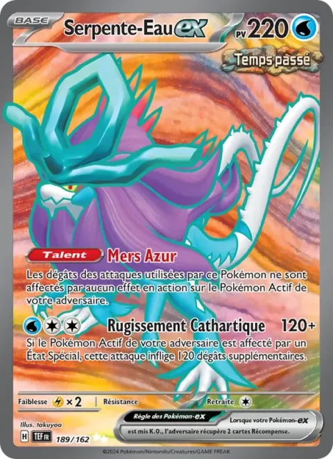 Carte Pokémon Serpente-Eau-ex 189/162, extension Forces Temporelles
