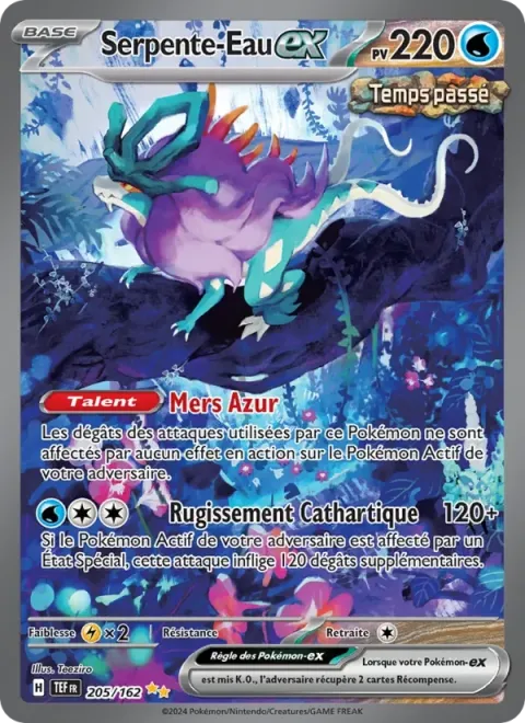 Carte Pokémon Serpente-Eau-ex 205/162, extension Forces Temporelles