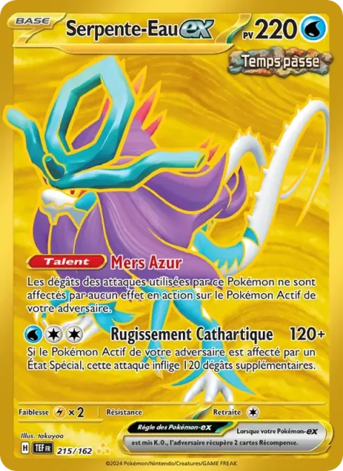 Carte Pokémon Serpente-Eau-ex 215/162, extension Forces Temporelles