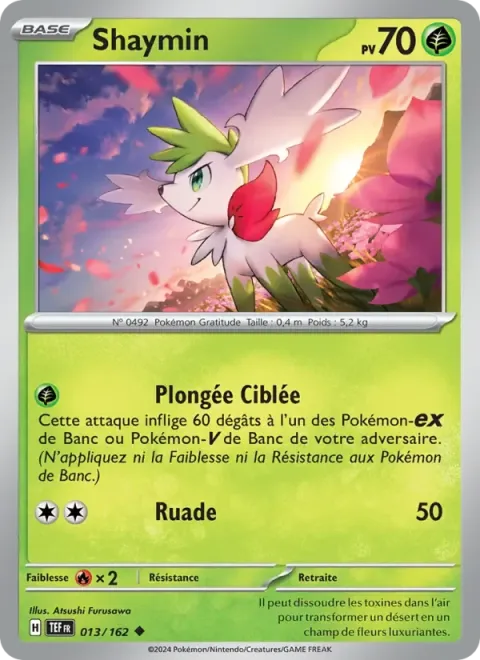 Carte Pokémon Shaymin 013/162, extension Forces Temporelles
