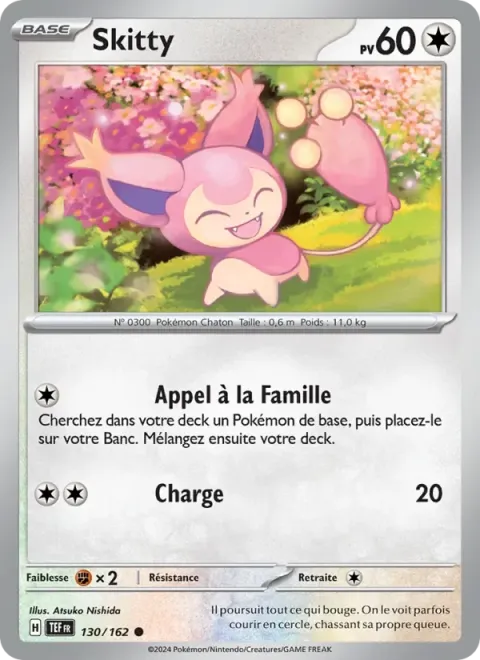 Carte Pokémon Skitty 130/162, extension Forces Temporelles