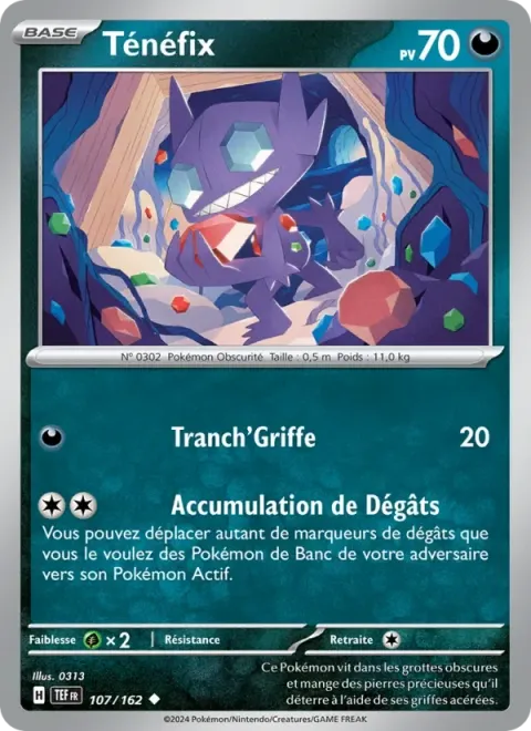 Carte Pokémon Ténéfix 107/162, extension Forces Temporelles