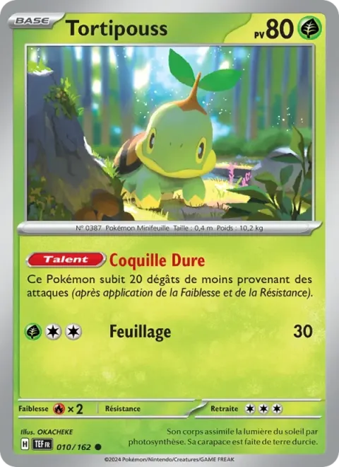 Carte Pokémon Tortipouss 010/162, extension Forces Temporelles