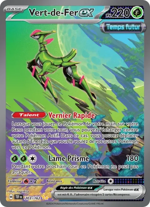Carte Pokémon Vert-de-Fer-ex 203/162, extension Forces Temporelles