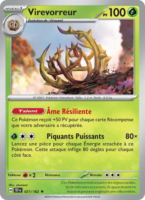 Carte Pokémon Virevorreur 021/162, extension Forces Temporelles