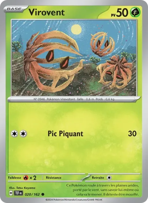 Carte Pokémon Virovent 020/162, extension Forces Temporelles