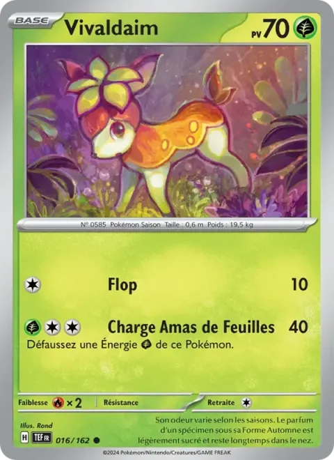 Carte Pokémon Vivaldaim 016/162, extension Forces Temporelles