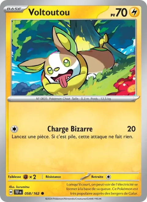 Carte Pokémon Voltoutou 058/162, extension Forces Temporelles