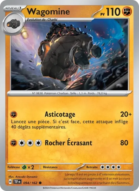 Carte Pokémon Wagomine 094/162, extension Forces Temporelles