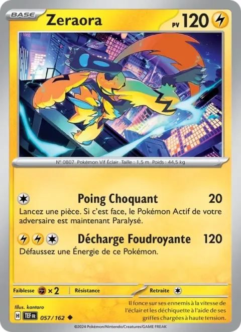 Carte Pokémon Zeraora 057/162, extension Forces Temporelles