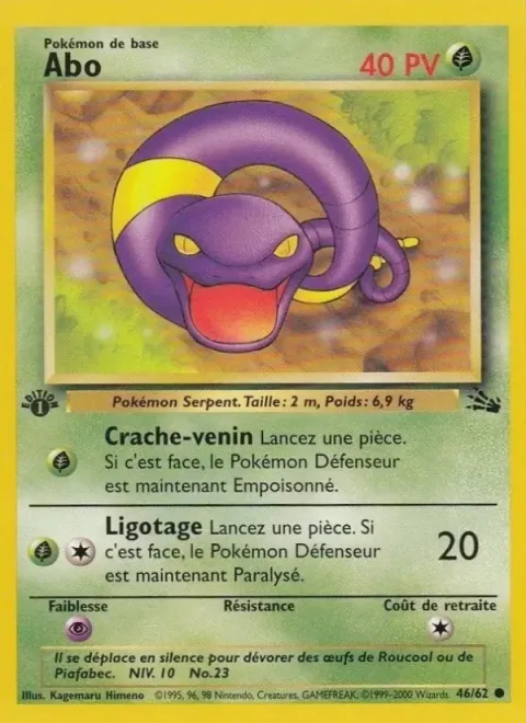 Carte Pokémon Abo 046/062, extension Fossile