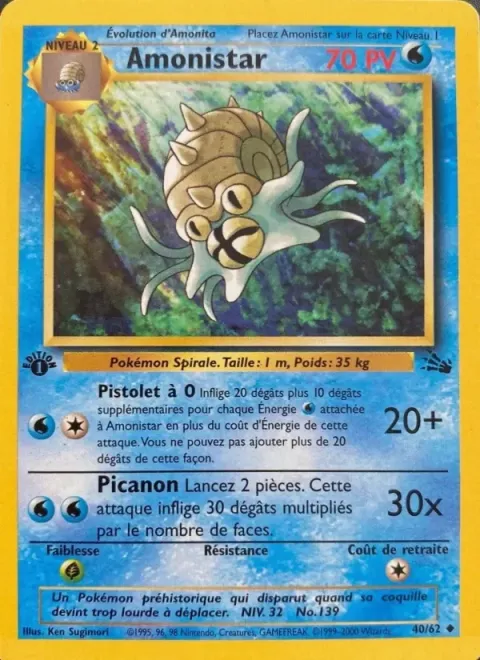 Carte Pokémon Amonistar 040/062, extension Fossile