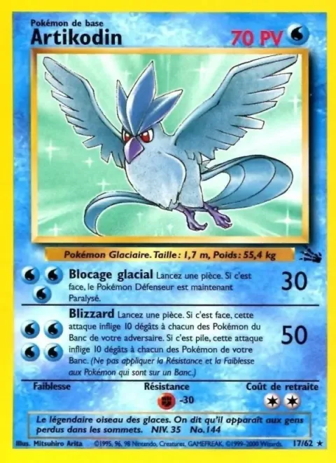 Carte Pokémon Artikodin 017/062, extension Fossile