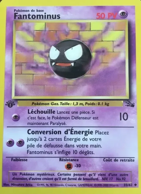 Carte Pokémon Fantominus 033/062, extension Fossile